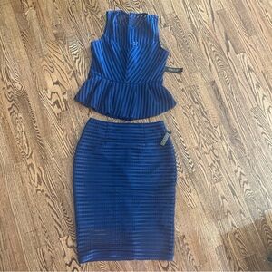 New York & Company 2 piece skirt and top set size Med crochet look blue NWT $90